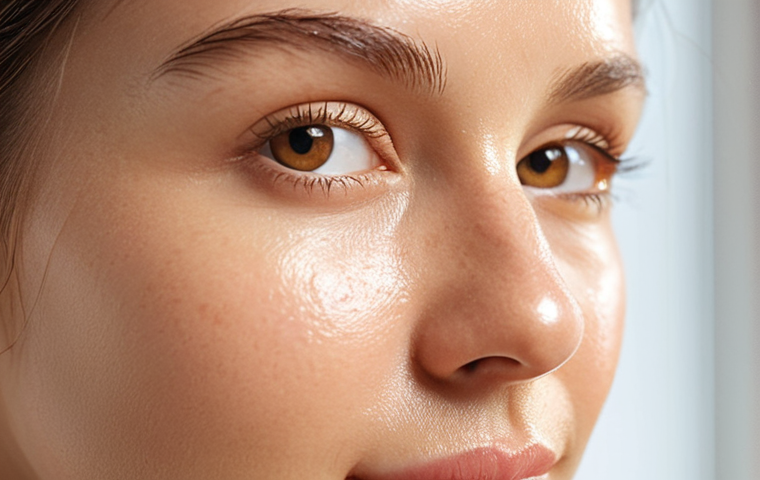 **

Close-up of a woman's face with radiant, healthy skin. Focus on the skin's texture and glow, highlighting its natural beauty. Soft, diffused lighting. Include subtle hints of natural ingredients like plant extracts or oils in the background. Keywords: natural skincare, healthy skin, glowing complexion, beauty, radiance, anti-aging, Vitamin C, skincare

**
