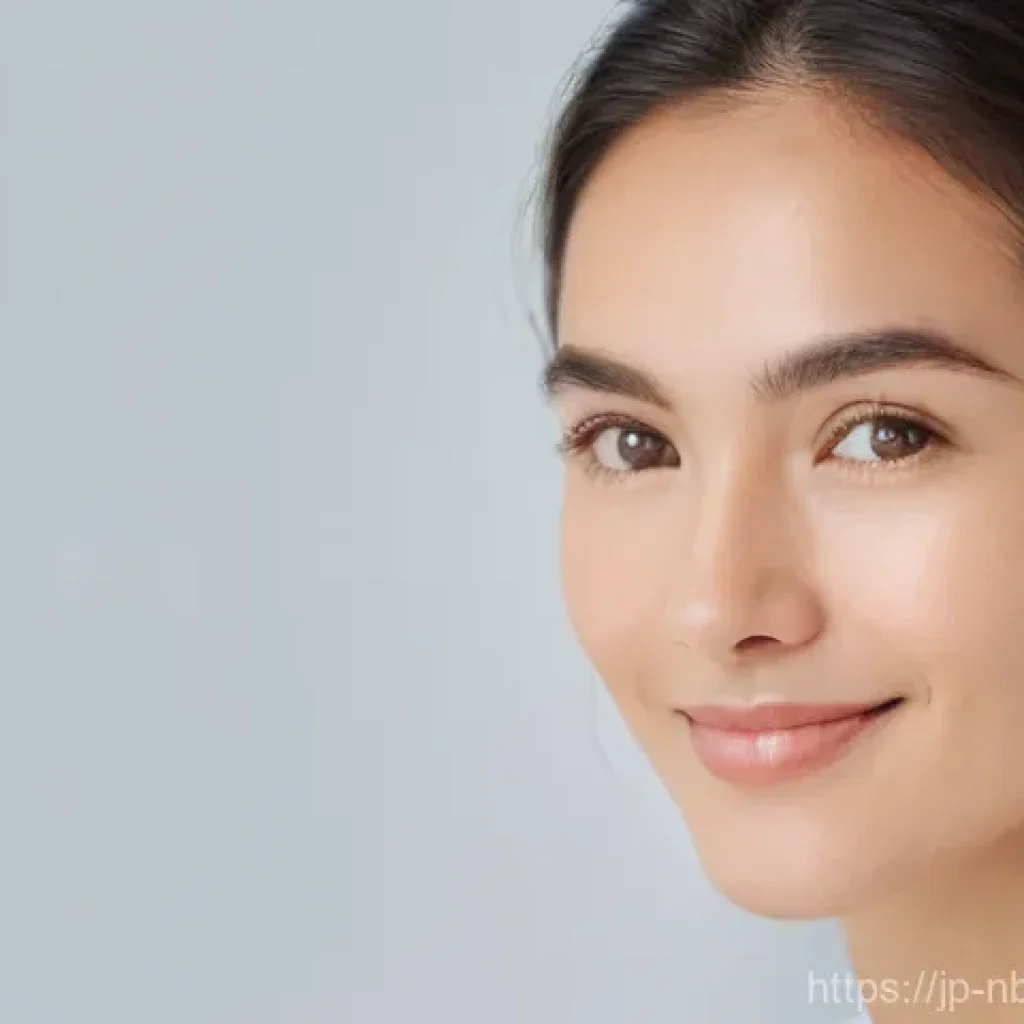 천연화장품으로 피부 장벽 강화하는 법 - **Prompt: A serene and happy young woman, in her late 20s to early 30s, gently touching her smooth, ...