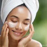 천연화장품 피부타입별 세정력 비교 - **Prompt 1: Gentle Cleansing Ritual with Botanical Essence**
    A serene close-up shot of a woman i...